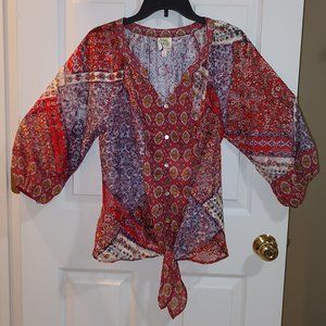 Fig & Flower boho tie-front top